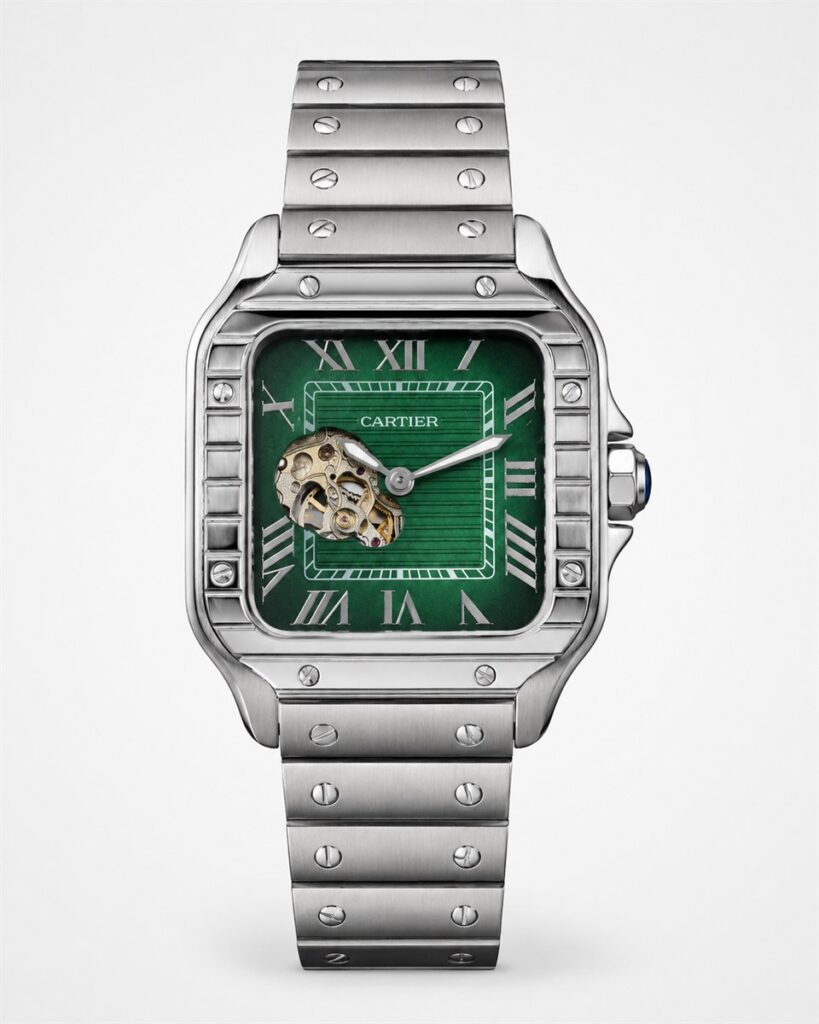 Мъжки Cartier Santos Skeleton Steel / Green Dial #273