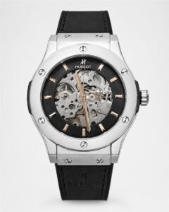Мъжки Hublot Classic Fusion Skeleton Steel / Black Strap #282