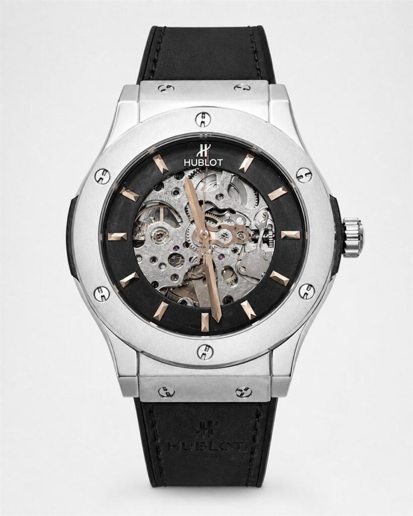 Мъжки Hublot Classic Fusion Skeleton Steel / Black Strap #282