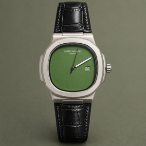 Мъжки Patek Philippe Nautilus Green Dial Black Leather #348