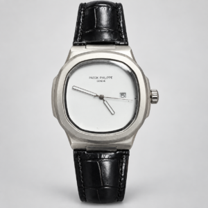 Мъжки Patek Philippe Nautilus White Dial Black Leather #349